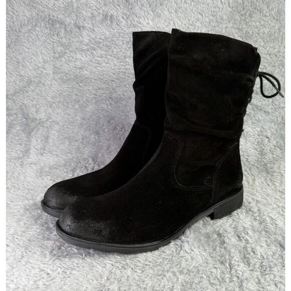 SOLD Sharnell Midcalf Boot Women's Black Booties Lace Up Black Leather Sz 11 M - Picture 2 of 10